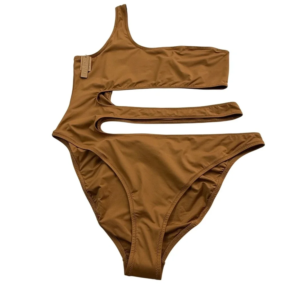 SKIMS Swim One Shoulder Monokini Almond‎ 3X
